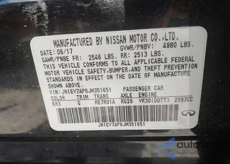 2018 Infiniti Q50 3.0T Luxe из США, поврежденный, VIN JN1EV7AP6JM351651